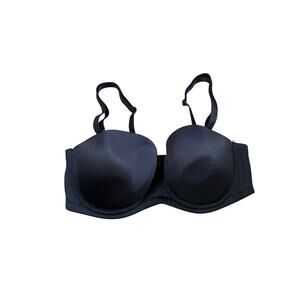 Cacique Strapless Convertible Bra 42C Black Molded Cups Underwire Silicone Grip